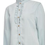 Blusa Manga Larga Tencel Mujer Rauli Celeste RKF