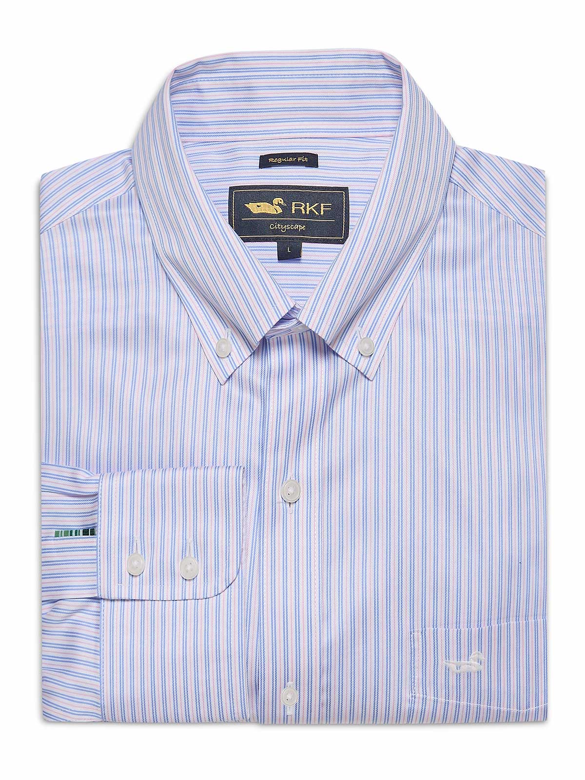 Camisa Manga Larga Algodón Hombre Wf Pb Azul RKF