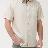 Camisa Manga Corta Tencel Hombre Tencel Marrón RKF