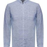 Camisa Manga Larga Lino Orgánico Hombre Linentex Azul RKF