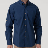 Camisa Manga Larga Algodón Orgánico Hombre Galiton Azul RKF