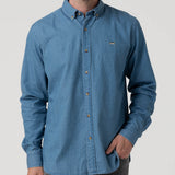Camisa Manga Larga Algodón Orgánico Hombre Chambray Azul RKF