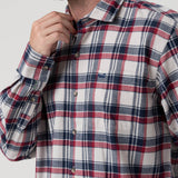 Camisa Manga Larga Algodón Orgánico Hombre Flannel Azul Navy RKF