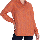 Blusa Manga Larga Lino Orgánico Mujer Lirioprint Vino RKF
