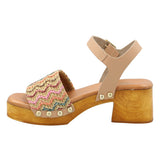 Sandalia Cuero Mujer Geranio Multicolor RKF