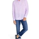 Camisa Manga Larga Lino Orgánico Hombre Linen Rosado RKF