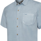 Camisa Manga Corta Tencel Hombre Tencel Azul RKF