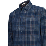Camisa Manga Larga Algodón Orgánico Hombre Tartancord Azul RKF