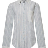 Blusa Manga Larga Lino Orgánico Mujer Lines Celeste RKF