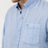 Camisa Manga Larga Lino Orgánico Hombre Linedyed Aquamarino RKF