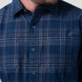 Camisa Manga Larga Algodón Orgánico Hombre Tartancord Azul RKF