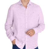 Camisa Manga Larga Lino Orgánico Hombre Linen Rosado RKF