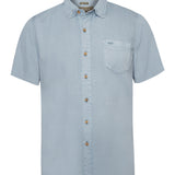 Camisa Manga Corta Tencel Hombre Tencel Azul RKF