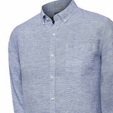 Camisa Manga Larga Lino Orgánico Hombre Linentex Azul RKF