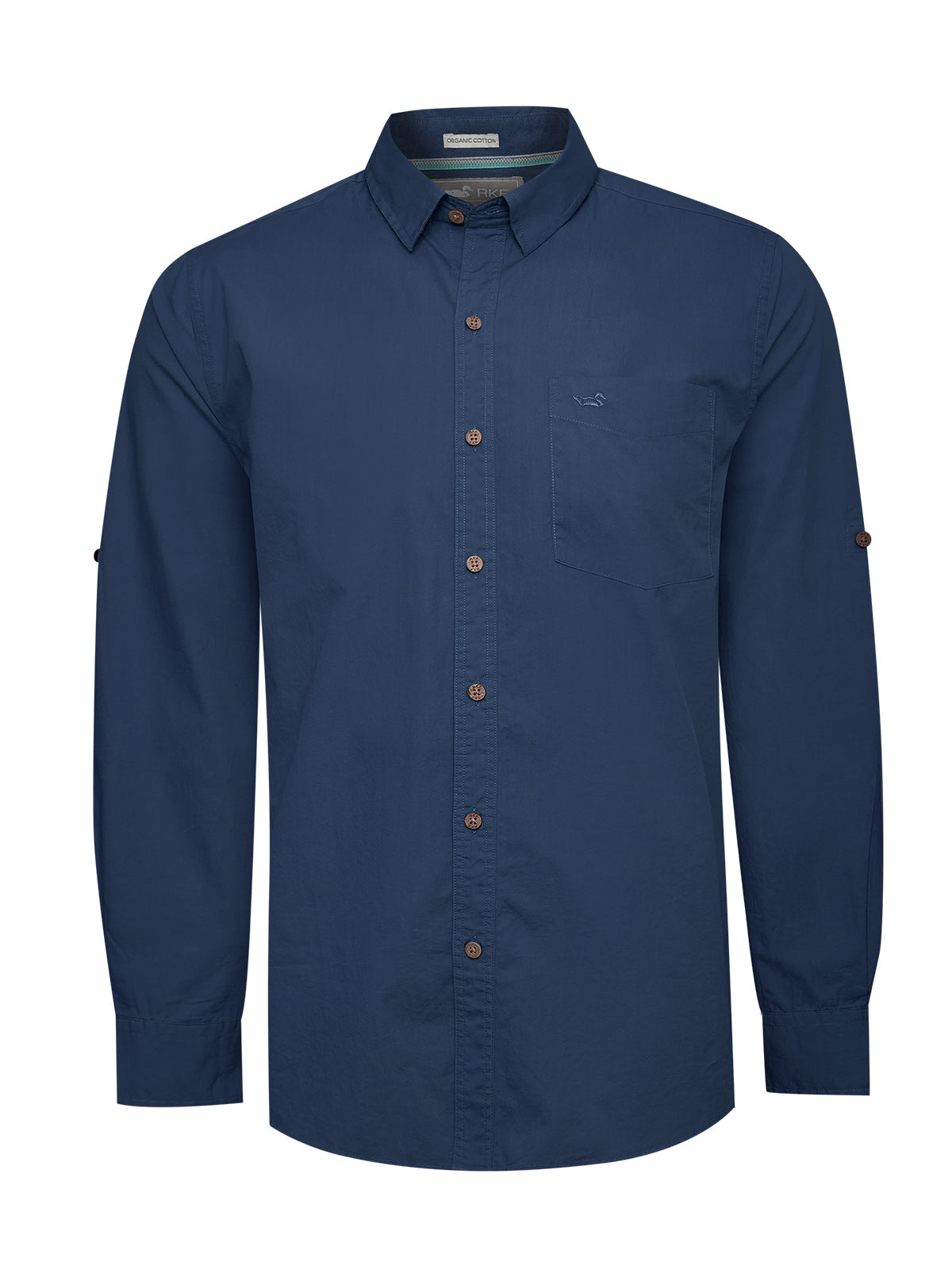 Camisa Manga Larga Algodón Orgánico Hombre Galiton Azul RKF