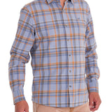Camisa Manga Larga Algodón Orgánico Hombre Flannel Azul RKF