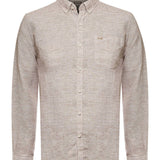 Camisa Manga Larga Lino Orgánico Hombre Linentex Beige RKF