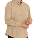 Camisa Manga Larga Algodón Orgánico Hombre Galiton Beige RKF