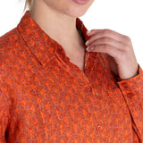 Blusa Manga Larga Lino Orgánico Mujer Lirioprint Vino RKF