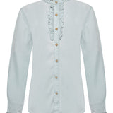 Blusa Manga Larga Tencel Mujer Rauli Celeste RKF