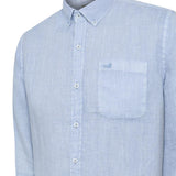 Camisa Manga Larga Lino Orgánico Hombre Linedyed Aquamarino RKF
