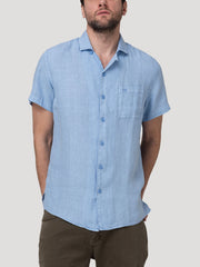 Camisa Manga Corta Hombre Linenpro Azul RKF
