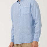 Camisa Manga Larga Lino Orgánico Hombre Linedyed Aquamarino RKF