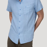 Camisa Manga Larga Hombre Linenpro Azul RKF