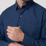 Camisa Manga Larga Algodón Orgánico Hombre Galiton Azul RKF