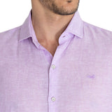Camisa Manga Larga Lino Orgánico Hombre Linen Rosado RKF