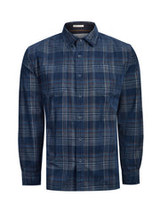 Camisa Manga Larga Algodón Orgánico Hombre Tartancord Azul RKF