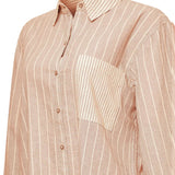 Blusa Manga Larga Lino Orgánico Mujer Lines Beige RKF