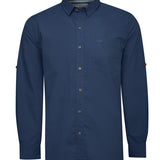 Camisa Manga Larga Algodón Orgánico Hombre Galiton Azul RKF