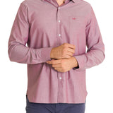 Camisa Manga Larga Algodón Hombre Woolsolid Vino RKF