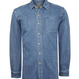 Camisa Manga Larga Algodón Reciclado Hombre Denim Azul RKF