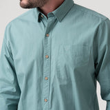 Camisa Manga Larga Algodón Orgánico Hombre Galiton Verde RKF