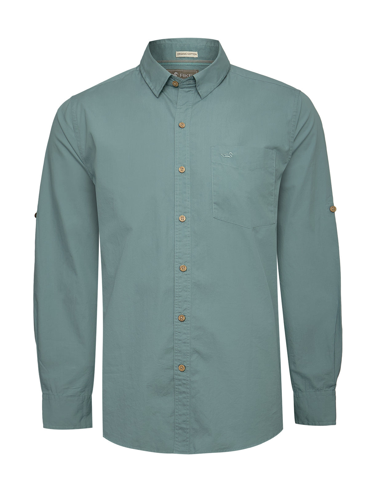 Camisa Manga Larga Algodón Orgánico Hombre Galiton Verde RKF