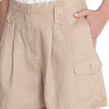 Short Lino Orgánico Mujer Rout Crema RKF