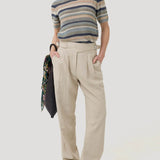 Pantalon Lino Orgánico Mujer Ava Crema RKF